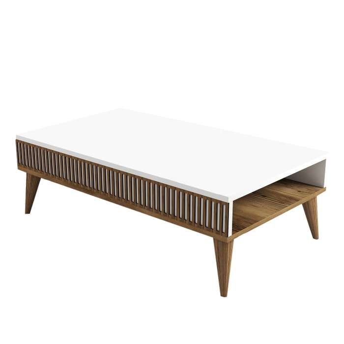 Hanah Home Mesa de Centro Milan Nogal y Blanco
